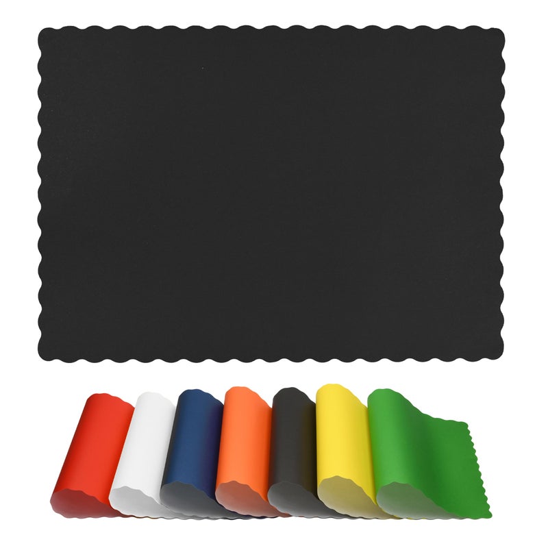 Netko Paper Placemats for Dining Table â€“ Disposable Scalloped Edges Color Table Mats great for Parties and Christmas Table Decorations 10"x14" 50ct ( Black ) - Image 1